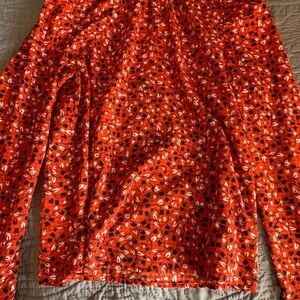 Who What Wear Red and Black Floral Blouse